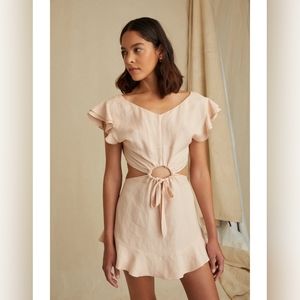 Marissa Webb KAIA LINEN BLEND CUT OUT MINI DRESS